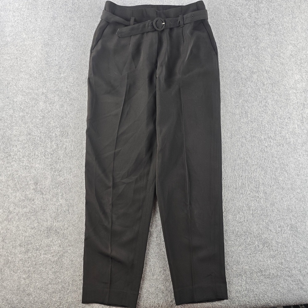Boden Belted Trousers Womens 2R Black High Rise Tapered Dress Pants